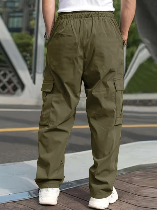 Erkaklar jogger shimi paxta, kargo shalvar keng cho'ntakli sport shimlari, o'lchami M-2XL