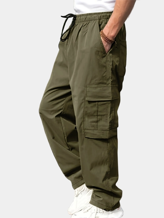 Erkaklar jogger shimi paxta, kargo shalvar keng cho'ntakli sport shimlari, o'lchami M-2XL