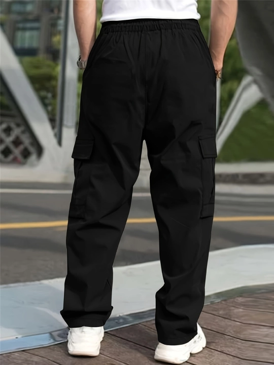 Erkaklar jogger shimi paxta, kargo shalvar keng cho'ntakli sport shimlari, o'lchami M-2XL