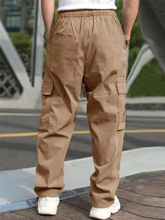 Erkaklar jogger shimi paxta, kargo shalvar keng cho'ntakli sport shimlari, o'lchami M-2XL