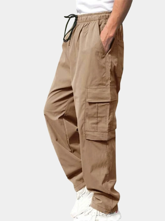 Erkaklar jogger shimi paxta, kargo shalvar keng cho'ntakli sport shimlari, o'lchami M-2XL