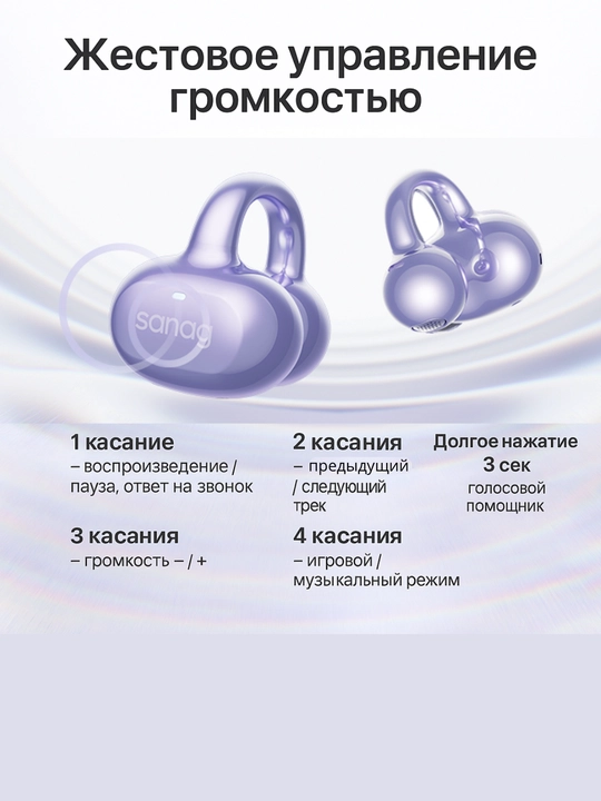 Simsiz quloqchinlar SANAG FreeClip S6S Series, Bluetooth 6.0, IPX5, ochiq dizayn