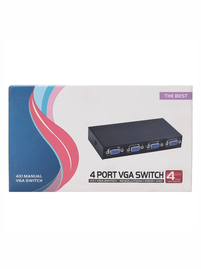 4-портовый VGA Switch устройство для подключения 4 компьютеров к одному монитор (1920×1440)