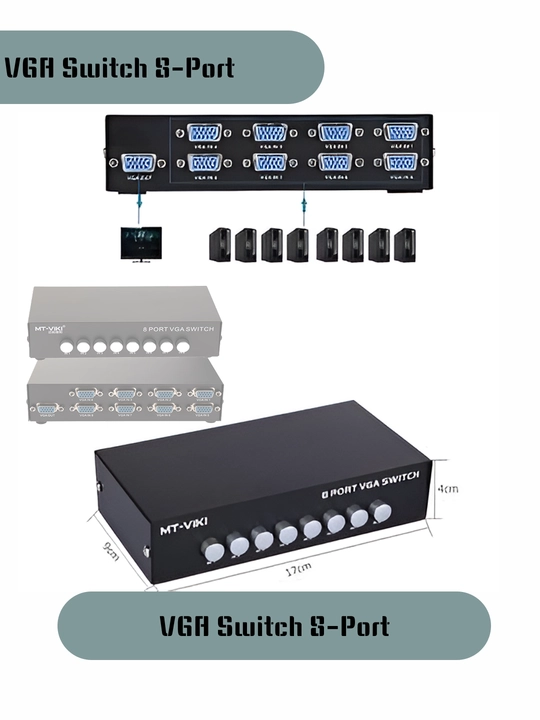 4-портовый VGA Switch устройство для подключения 8 компютеров к одному монитор (1920×1440) - 