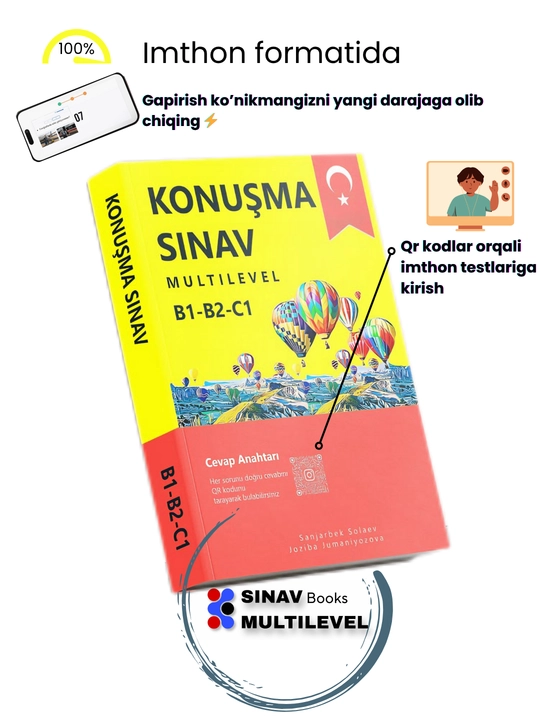 CEFR B1, B2, C1 uchun turk tilidagi Sinav Multilevel, Dinleme, Okuma, Yazma, Konusma kitob - 