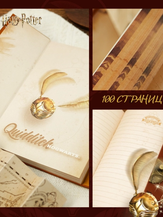 Harry Potter Premium Bloknot — Golden Snitch dizaynli vintage kundalik va sovg‘a daftari