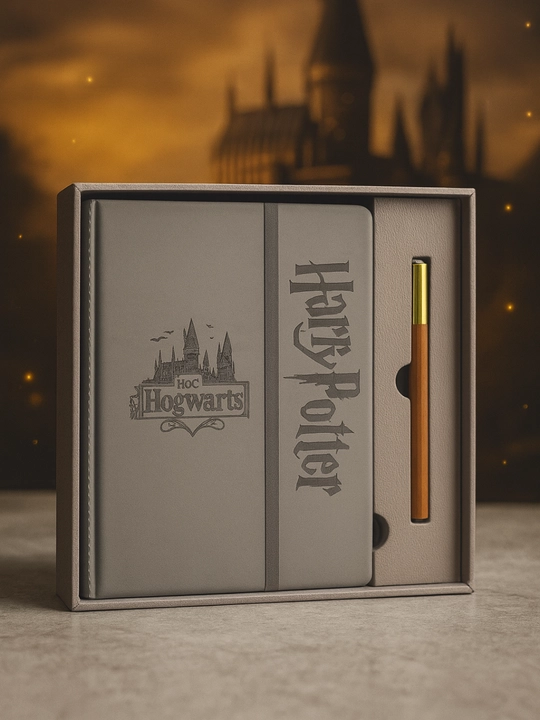 Harry Potter sovg‘a to‘plami — premium bloknot va oltin ruchka, Hogwarts dizayni