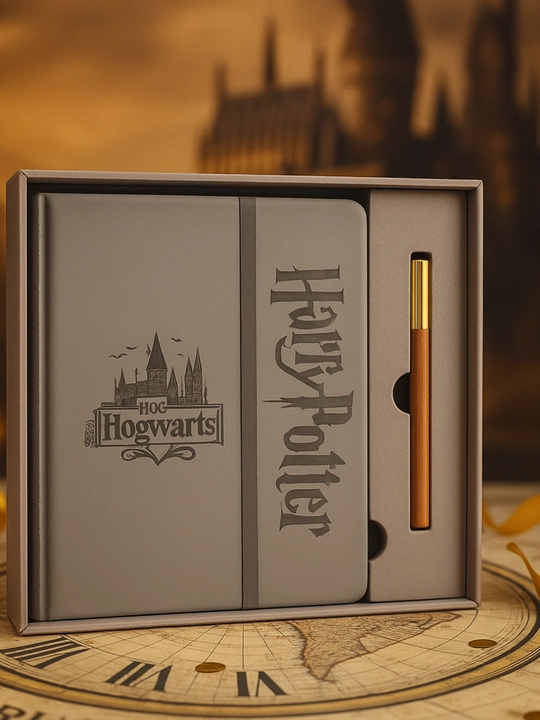 Harry Potter sovg‘a to‘plami — premium bloknot va oltin ruchka, Hogwarts dizayni