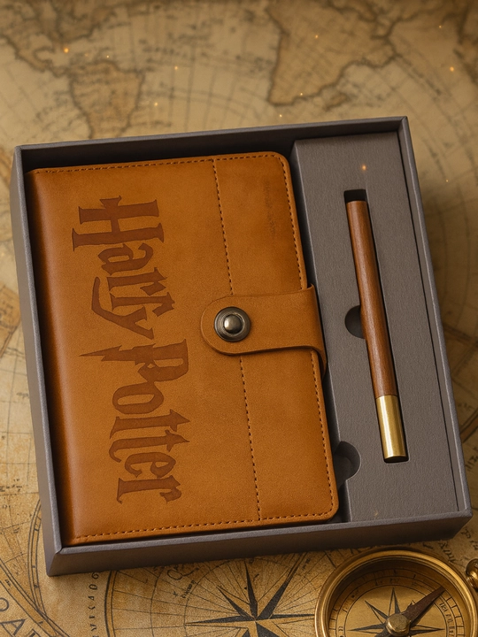Harry Potter sovg‘a to‘plami — premium bloknot va oltin ruchka, Hogwarts dizayni