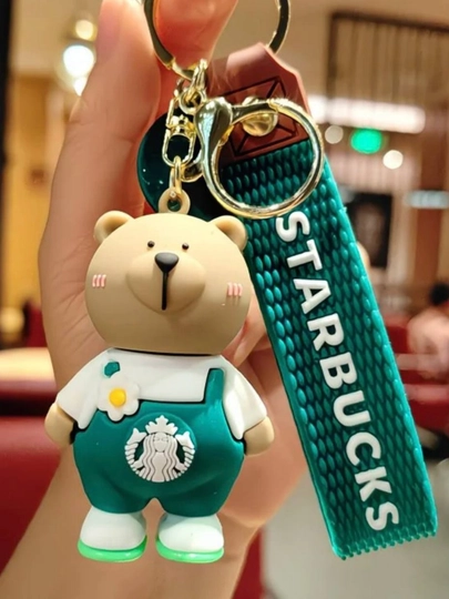 Брелок Starbucks с медвежатами и ремешком, бариста, стаканчики — BYDILO-STARBUCKS0БРЕЛКИ-ЛАЙМ