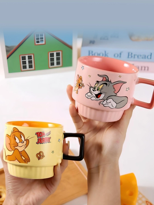 Tom and Jerry sopol krujkalari to‘plami, 4 dona, sovg‘a o‘ramida