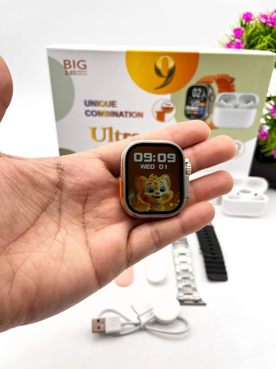 Smart Watch Ultra и Smart Watch 10, наушники Pods 2, ремешки 8–10 штук