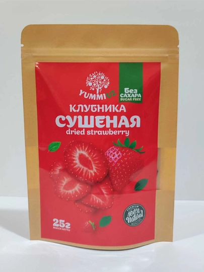 Сушеная клубника натуральная без сахара — СНЕКИ-КЛУБНИКАСУШ25