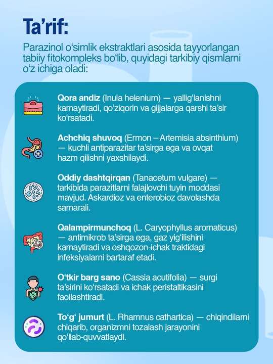 Паразинол для удаления червей и паразитов вместе с семенным мешком, 40 шт