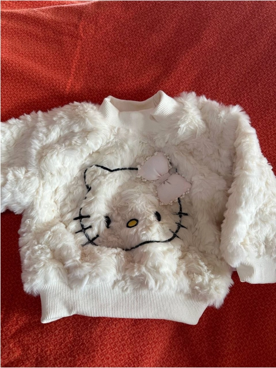 Sviter hello kitty qizcha uchun issiq qishki uzun yengli, 3 oylikdan 2 yoshgacha