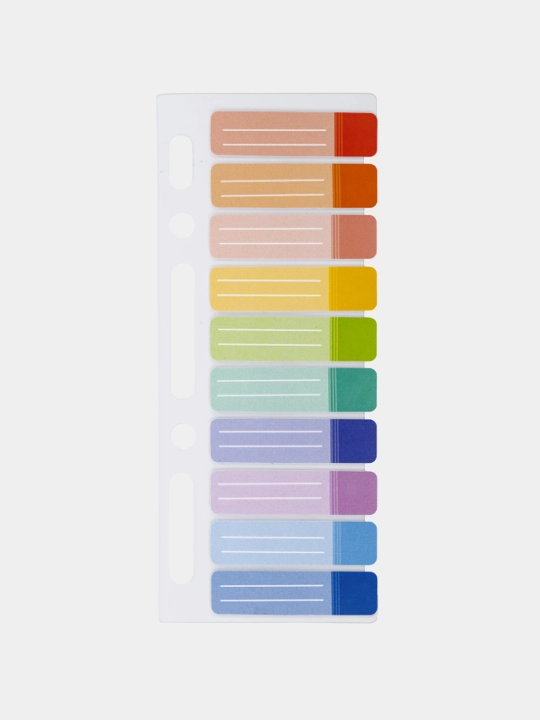 BRAUBERG yopishqoq zakladkalar 44×12 mm 10 rang×10 varaq plastik chizgich 15 sm 112428 - 