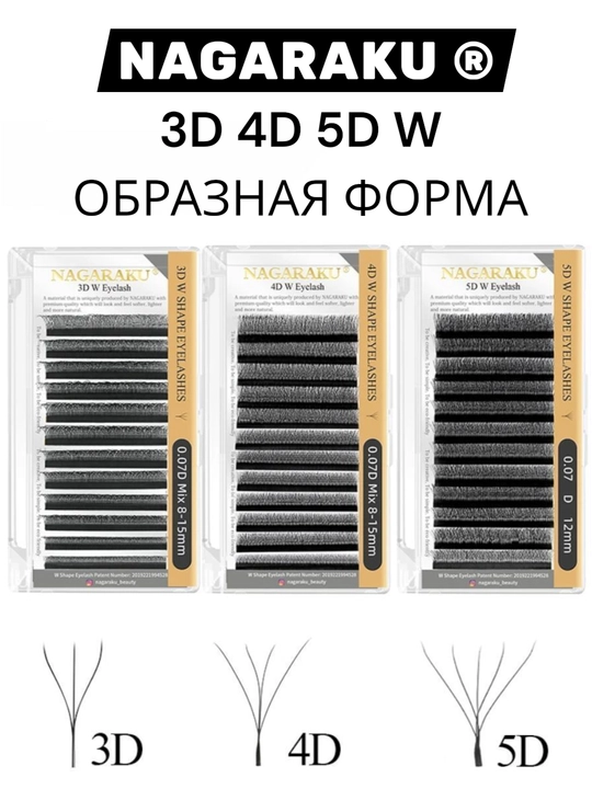 NAGARAKU 3D/4D/5D hajmli kipriklar — tabiiy effekt va mukammal hajm