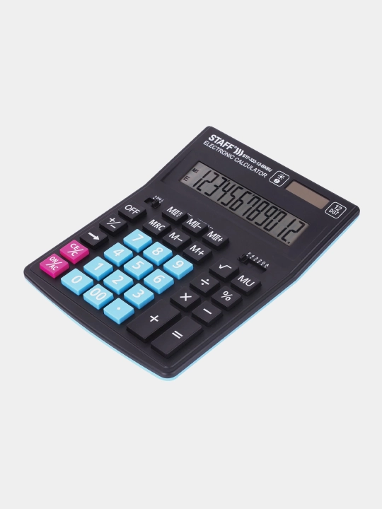 Калькулятор настольный STAFF PLUS STF-333-BKBU 12 разрядов черно-синий 250461 - 