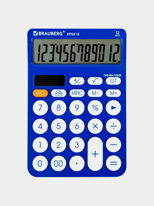 BRAUBERG STYLE-12-BL stol kalkulyatori 157×106 mm 12 raqam juft quvvat ko‘k 272966