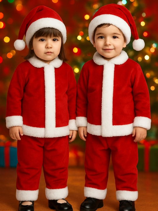 O'g'il va qiz bolalar uchun yangi yil karnaval Qorbobo kostyumi Santa klaus kiyimi