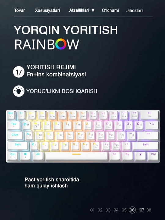 O‘yin uchun kibersport klaviaturalari ZIFRIEND AG68, RX75PRO VA BD61 oʻyin RGB yoritgichli - 