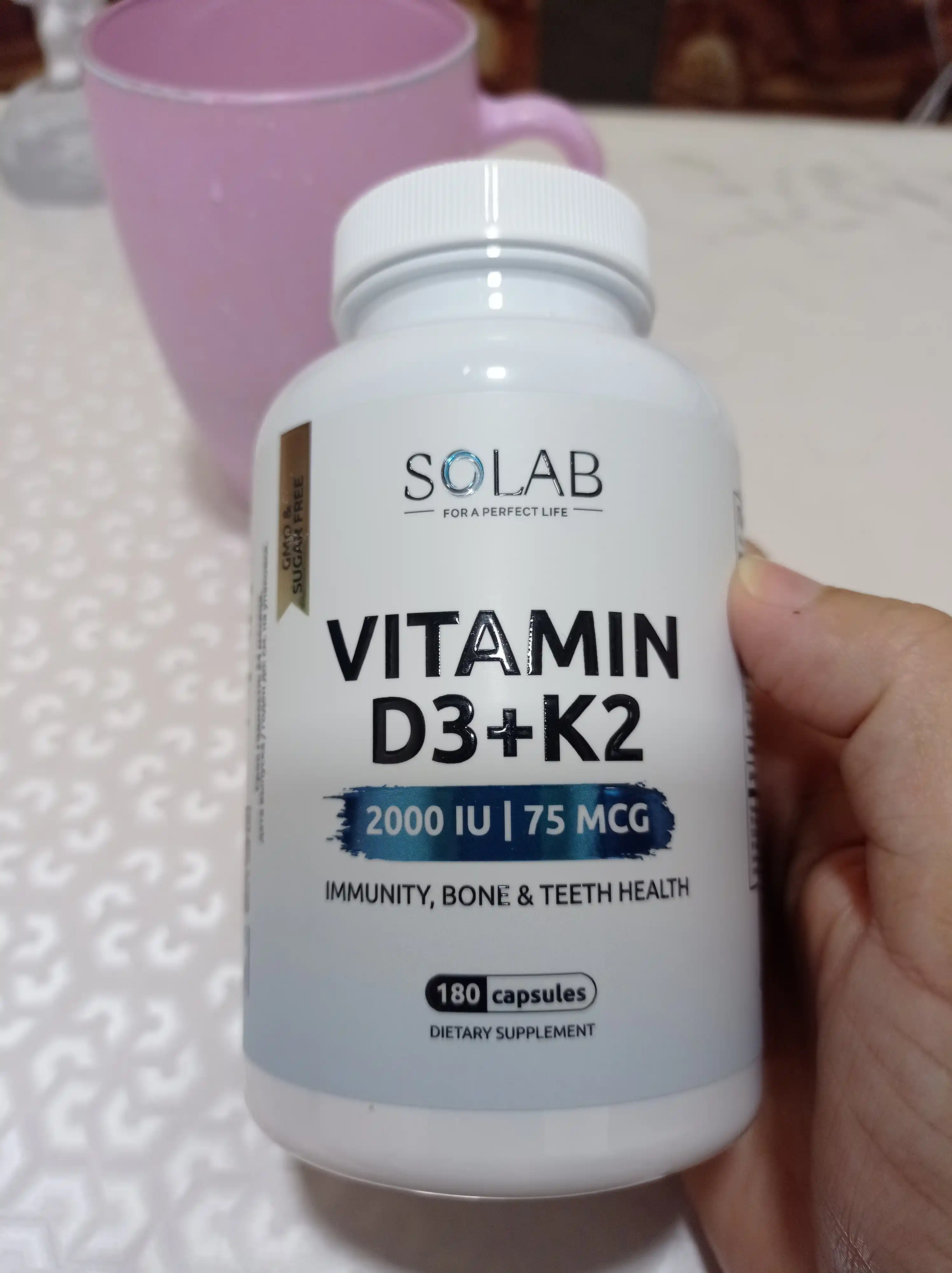 Витамин D3+К2, SOLAB, D3 2000 МЕ, 180 капсул