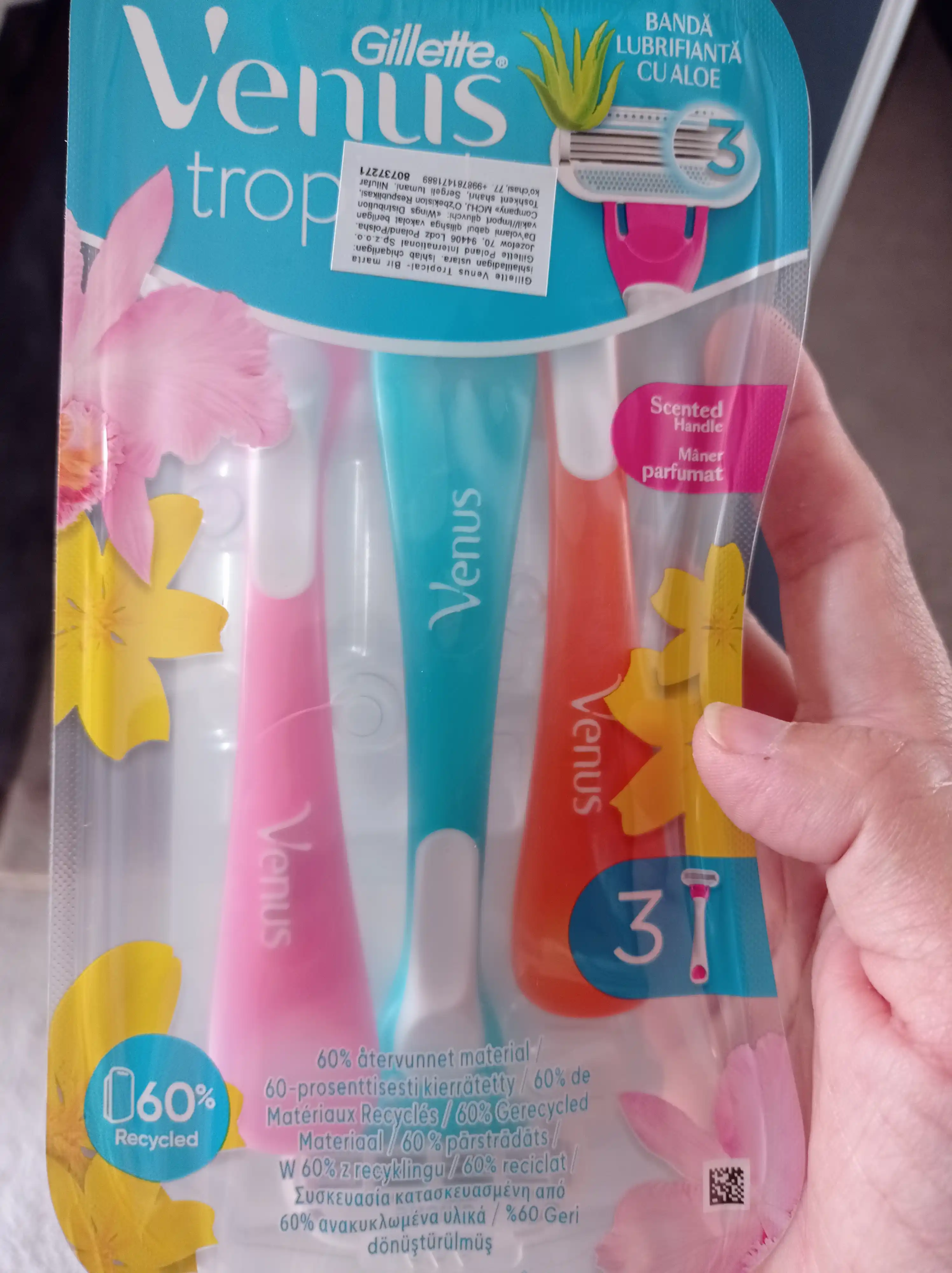 Gillette Venus Tropical Одноразовая бритва для женщин, 3 шт