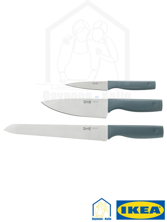 Набор ножей кухонных, 3 шт, нож для хлеба, для чистки овощей IKEA TIGERBARB 005.595.78
