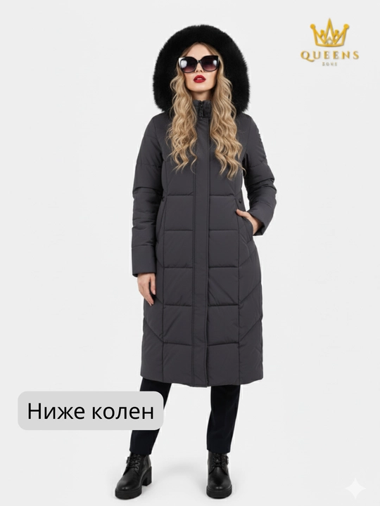 Ayollar uzun kurtkasi, qishki, issiq, kapyushonli, 4XL gacha - 