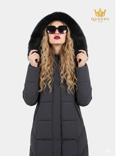 Ayollar uzun kurtkasi, qishki, issiq, kapyushonli, 4XL gacha