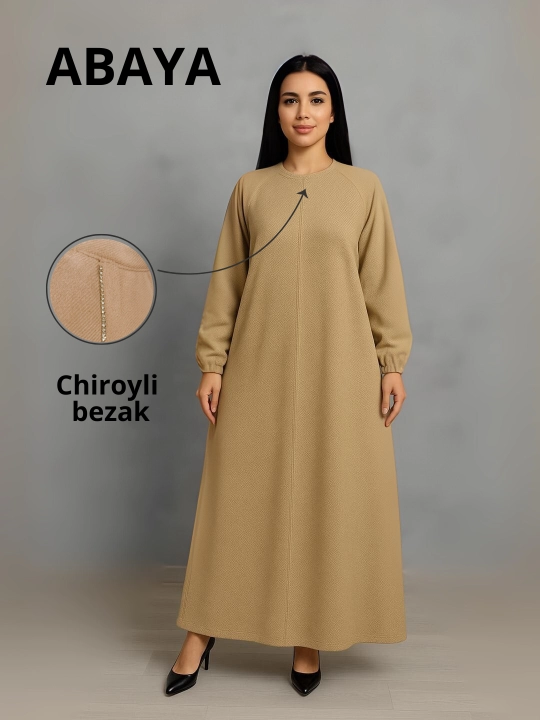 Абая, платье длинное, с длинным рукавом, вельвет