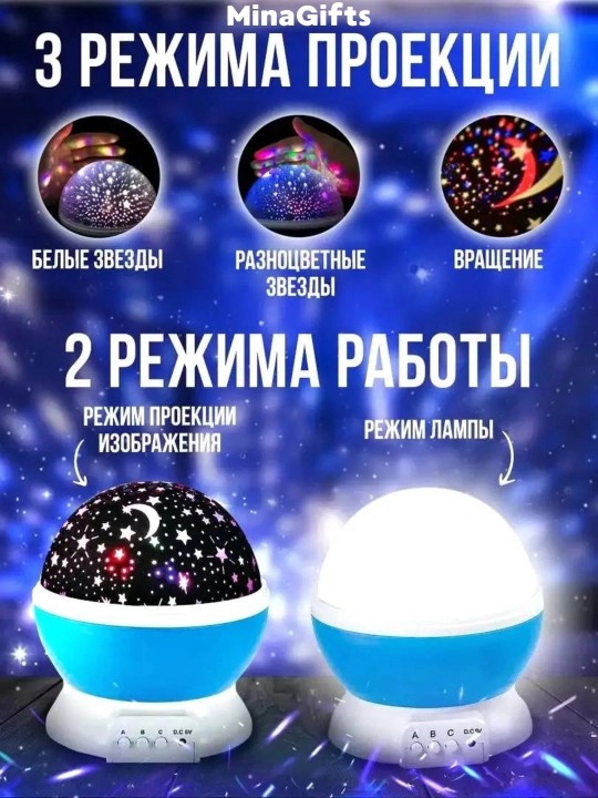 Детский ночник проектор, звездное небо Master Dream, шар вращающийся