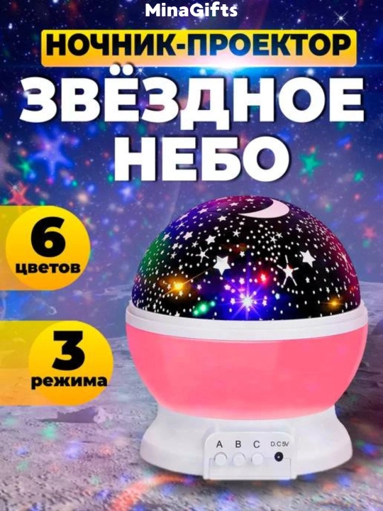 Детский ночник проектор, звездное небо Master Dream, шар вращающийся - 
