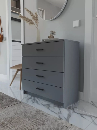 Комод hi-tech, с 4 ящиками, Martin 72x60x33 — SIFATMB-KOM60LIK-ХРОМ