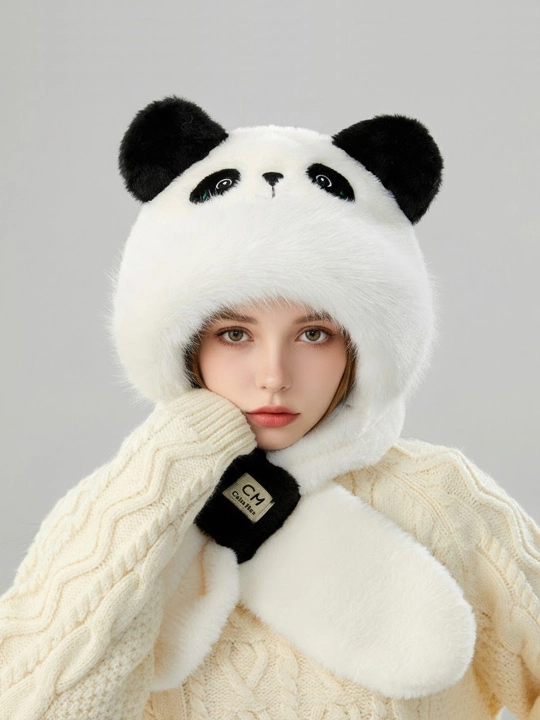 Panda, ayiq, miki, shapka, sharf, qo‘lqop 3tasi 1da issiq, yumshoq