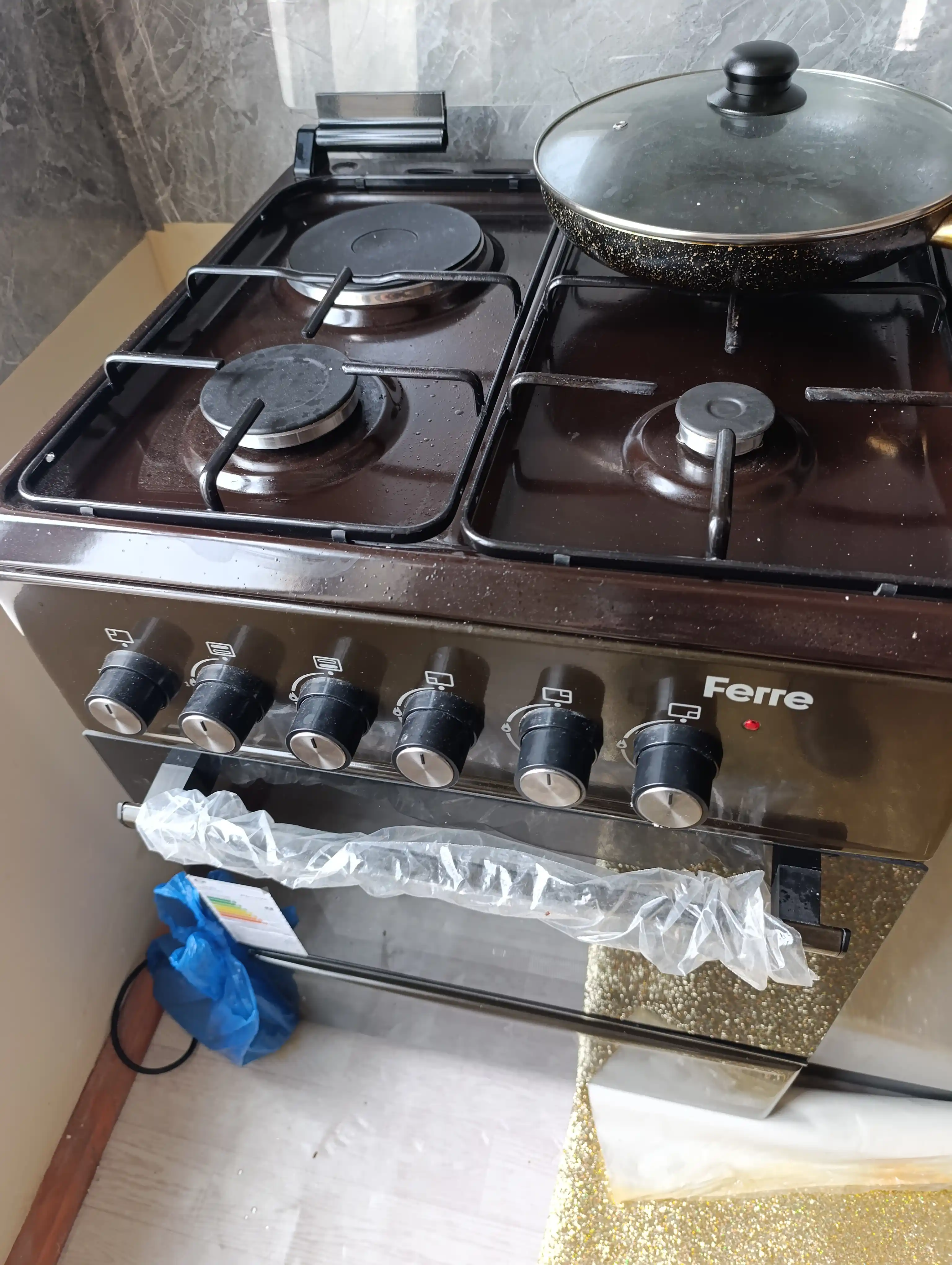 Газовая плита Ferre LP 60G 31 DB 22 F, 3 газовые и 1 электрическая конфорка