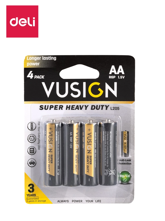 Batareyalar AA R6P 1.5V 4 dona EL205 Deli (blister), 205-EL - 