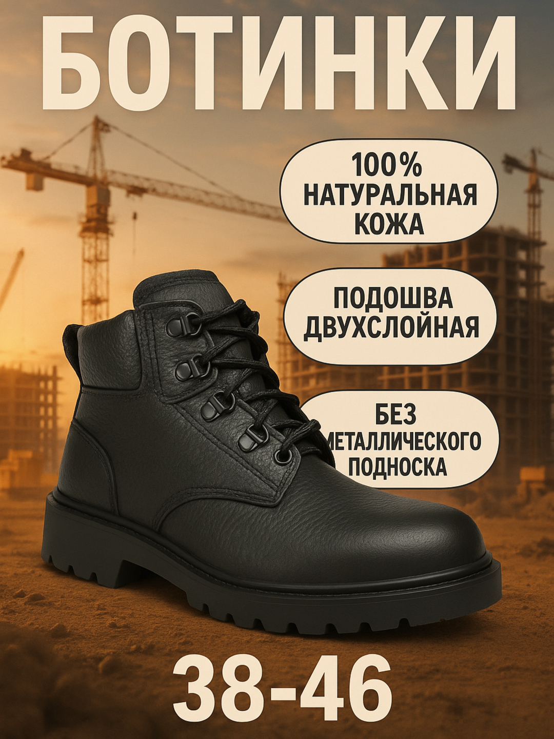 Erkaklar harbiy va kundalik ishlar uchun temir himoyali oyoq kiyim, maxsus poyabzal (QORA)