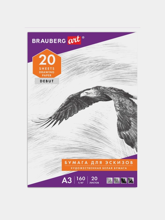 Папка для рисования BRAUBERG А3 20 л 160 г/м² «Орел» арт. 125228 - 