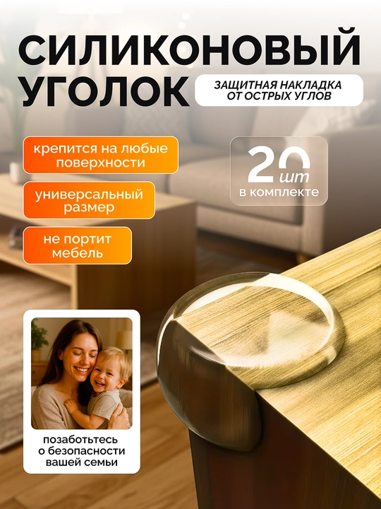 Burchaklar uchun silikon himoya qoplamalari, 4, 8, 10 va 20 dona, bolalar uchun xavfsiz - 