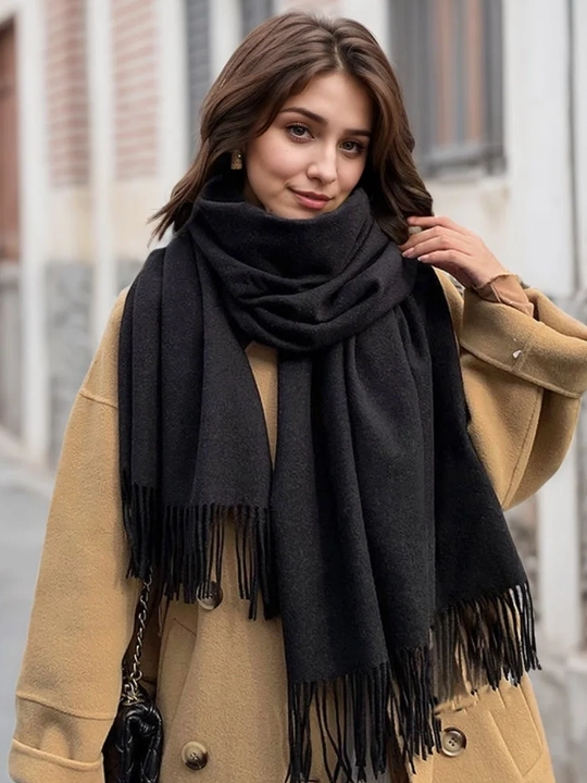 Ayollar uchun qishki kashemir sharf, qalin sharf, 200x70 sm