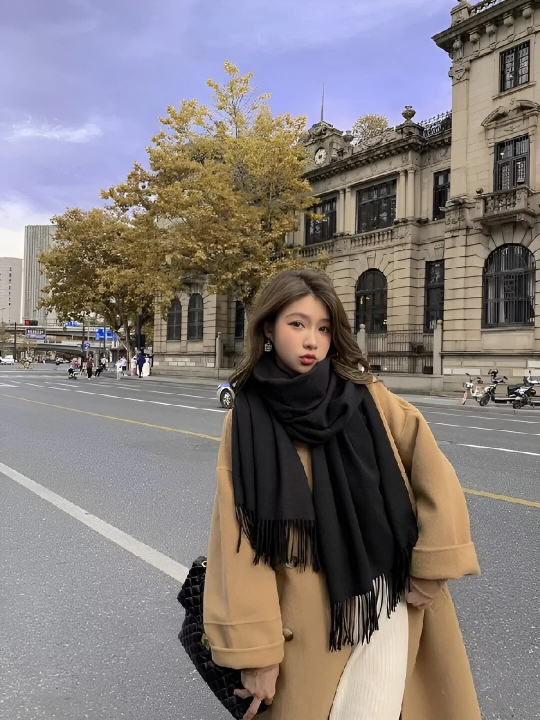 Ayollar uchun qishki kashemir sharf, qalin sharf, 200x70 sm
