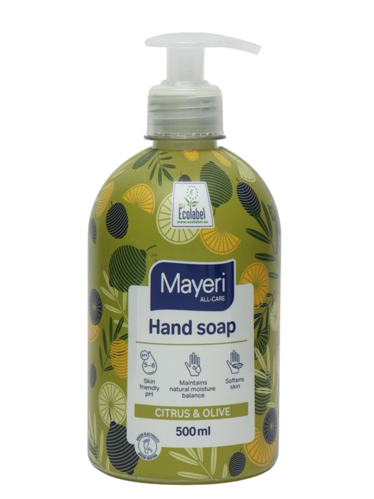 Жидкое мыло Mayeri All-Care: Райхон и лайм, Алоэ, Цитрус и оливки, Миндаль, Манго, Ревень, 500 мл - 
