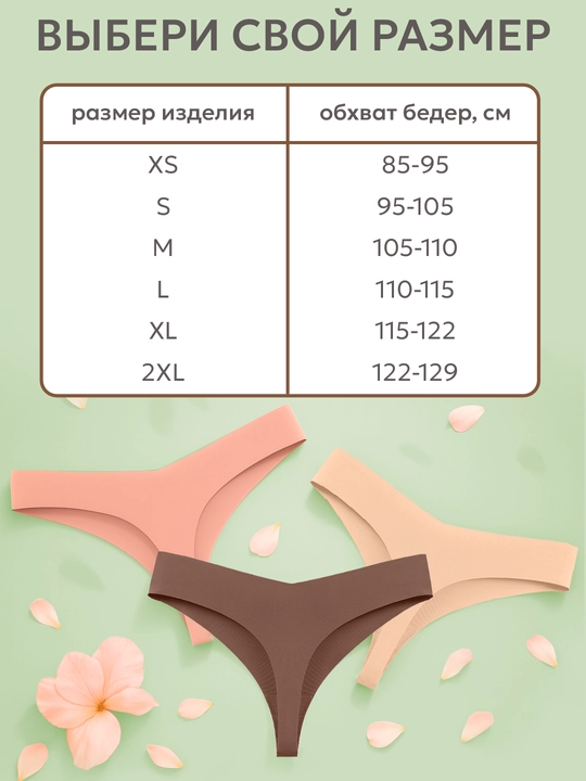 Ayollar string trusiklari, choksiz, nafas oluvchi, 3 ta to‘plam