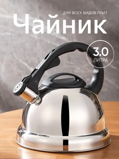 Чайник сочный, 3 литра, нержавеющая сталь, для всех видов пластин