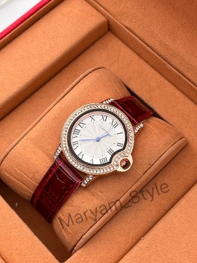 Женские наручные часы Cartier на любой стиль, в подарочной коробке — MARIAMS-22W0060-ТЕМНКОР