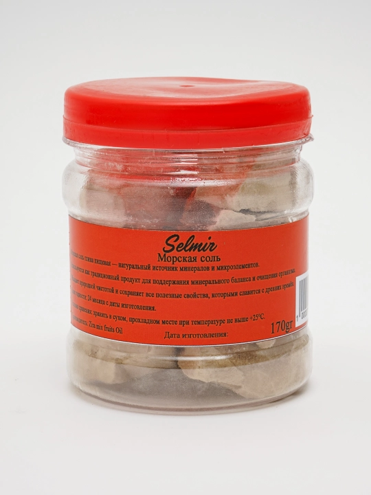 Selmir’dan dengiz tuzi-gilmoya, 170 g, tabiiy, yumshoq va iste’mol uchun, tuzsiz - 