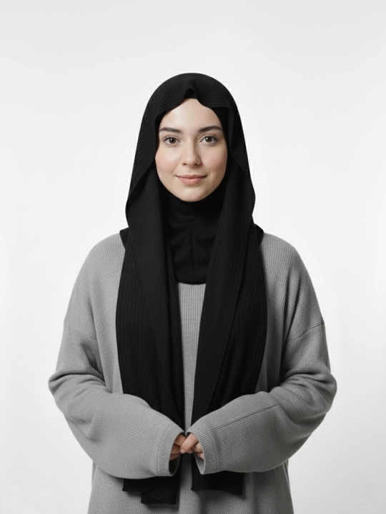 Ikki qismli, tayyor hijob (ro‘mol), 180x45, amaliy ayollar sharfi, lapsha - 