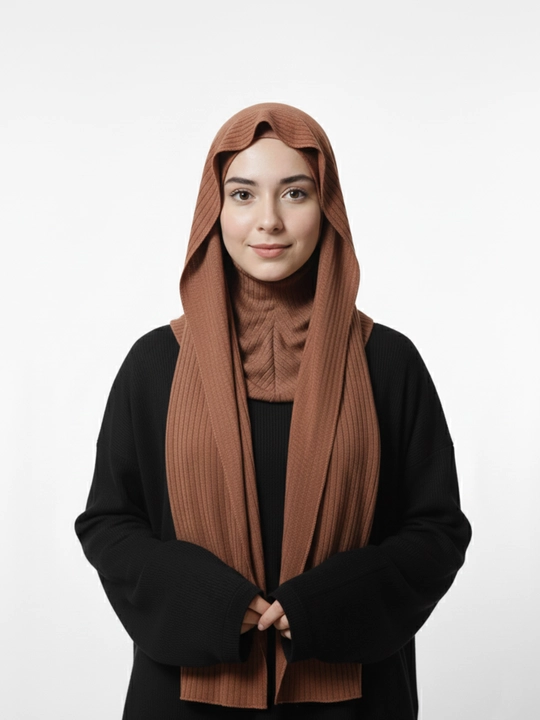 Ikki qismli, tayyor hijob (ro‘mol), 180x45, amaliy ayollar sharfi, lapsha - 