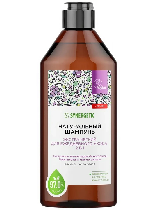Бессульфатный шампунь SYNERGETIC "Интенсивное увлажнение и блеск" - 